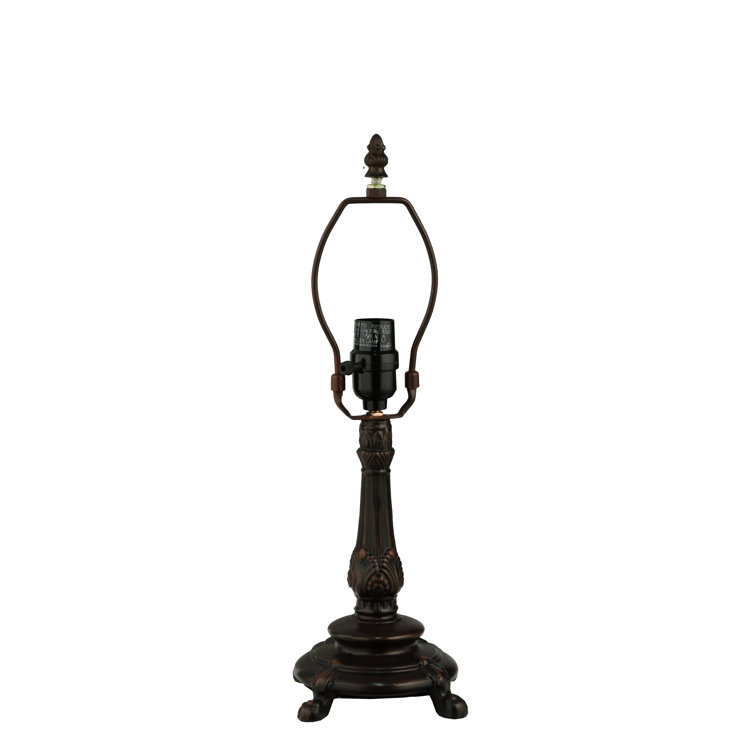 Blue Stained Glass Tiffany Table Lamp with Bronze Base
