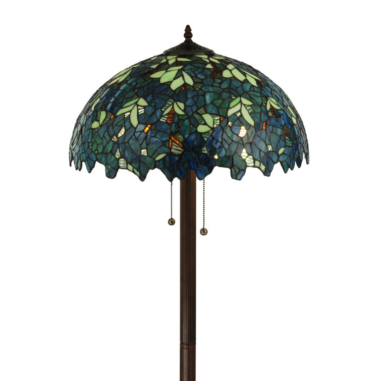 Nightfall Wisteria 63" Stained Glass Blue 2-Light Floor Lamp