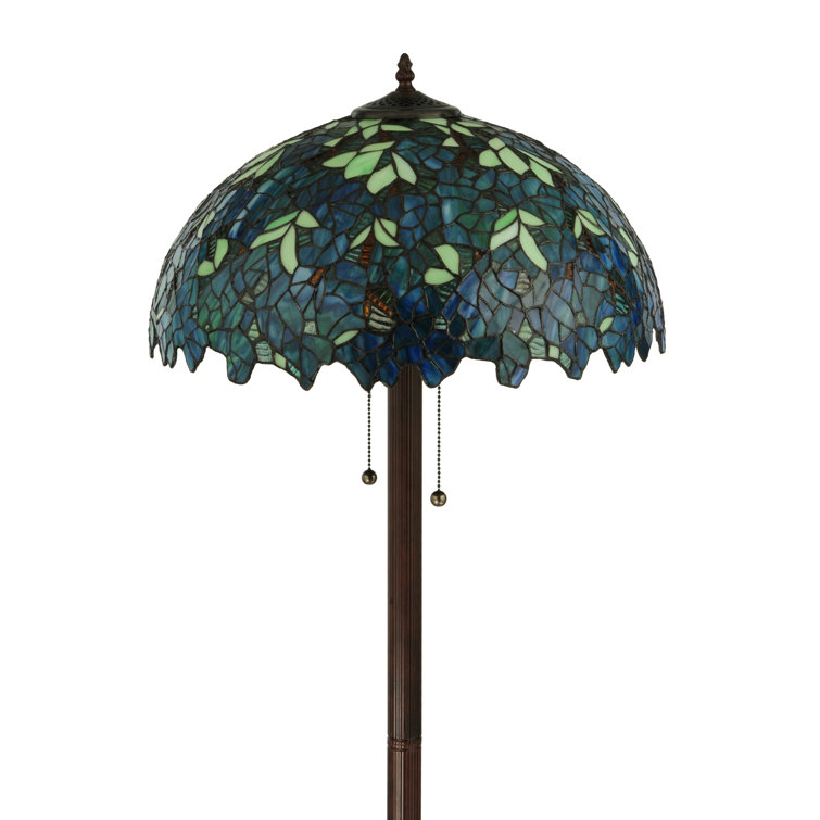 Nightfall Wisteria 63" Stained Glass Blue 2-Light Floor Lamp