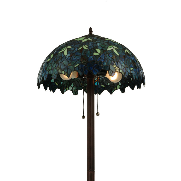Nightfall Wisteria 63" Stained Glass Blue 2-Light Floor Lamp