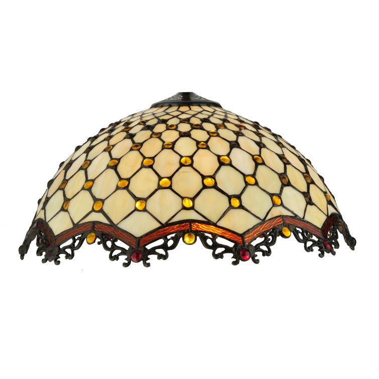 24" Mahogany Bronze Stained Glass Arc Table Lamp