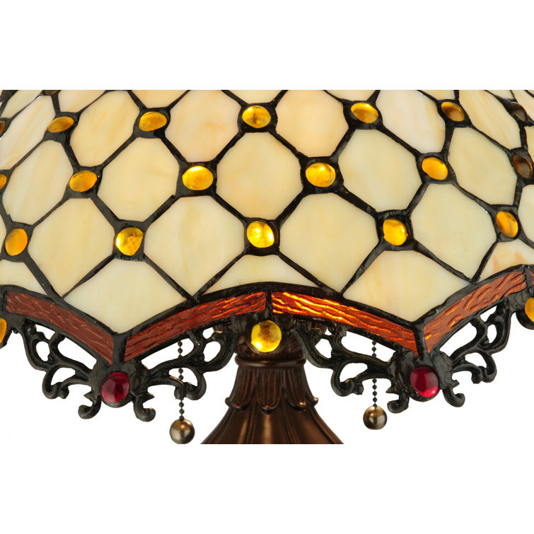 24" Mahogany Bronze Stained Glass Arc Table Lamp