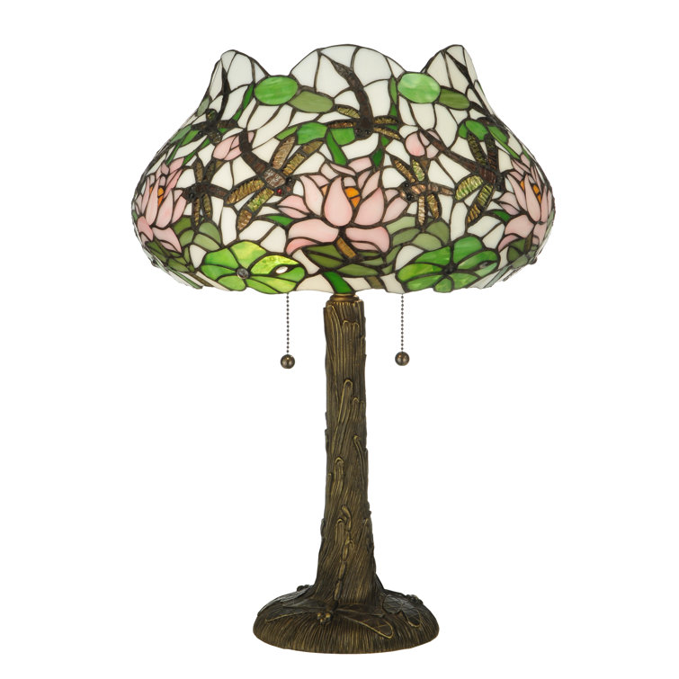 Dragonfly Bloom 22.5" Stained Glass Table Lamp in Mahogany Bronze