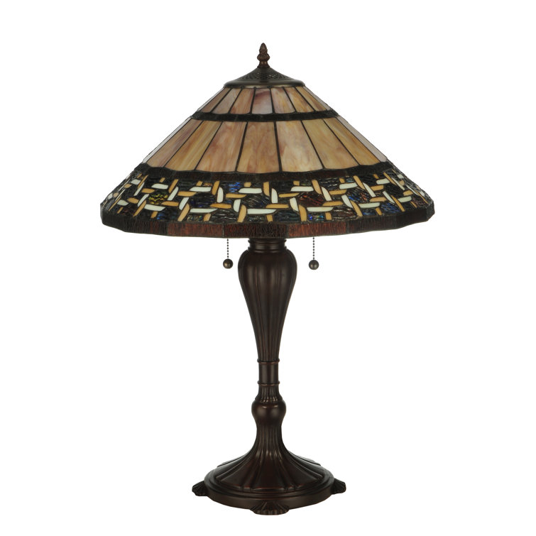 Ilona 23" Stained Glass and Bronze Table Lamp