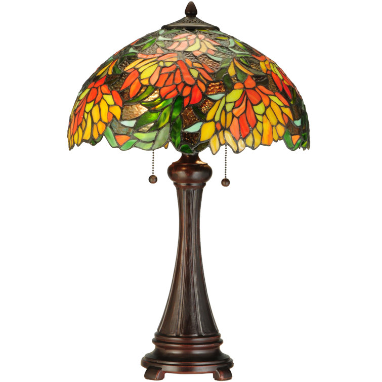 Eloise Bronze 2-Light Stained Glass Table Lamp