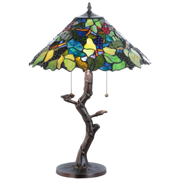 Blue Stained Glass 25" Table Lamp with Mahogany Bronze Base