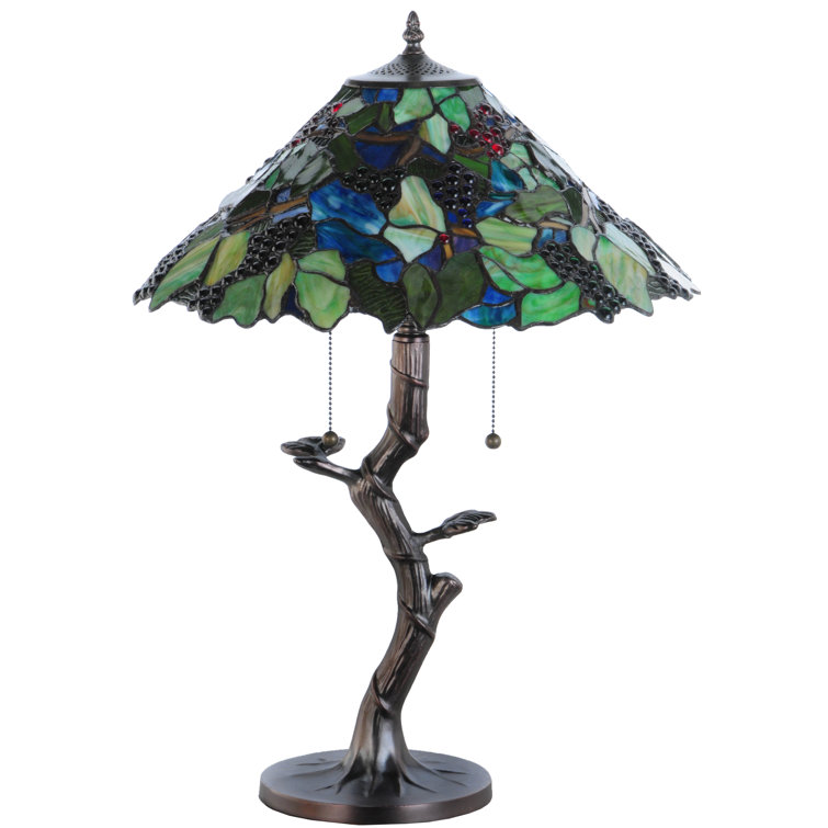 Blue Stained Glass 25" Table Lamp with Mahogany Bronze Base