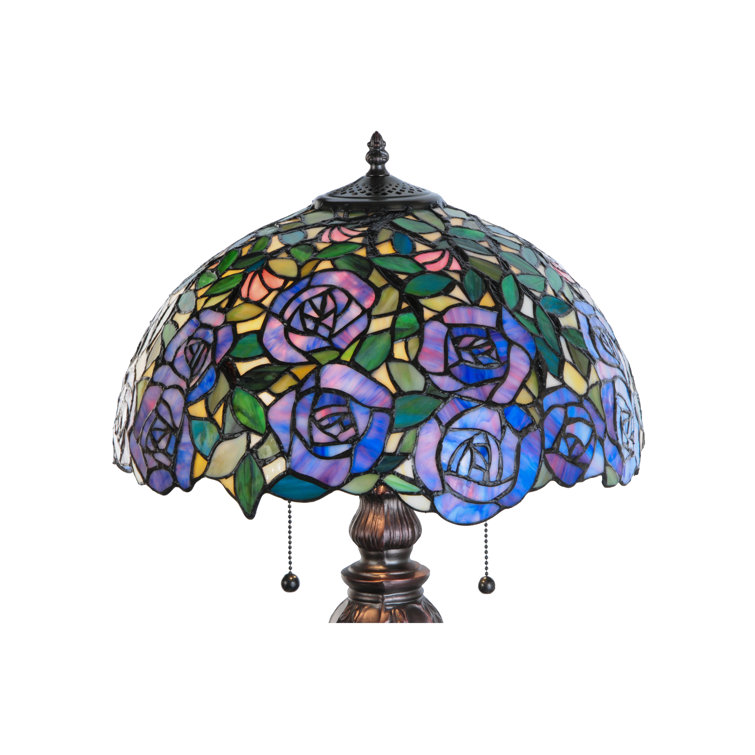 24" Multicolor Stained Glass and Bronze Table Lamp