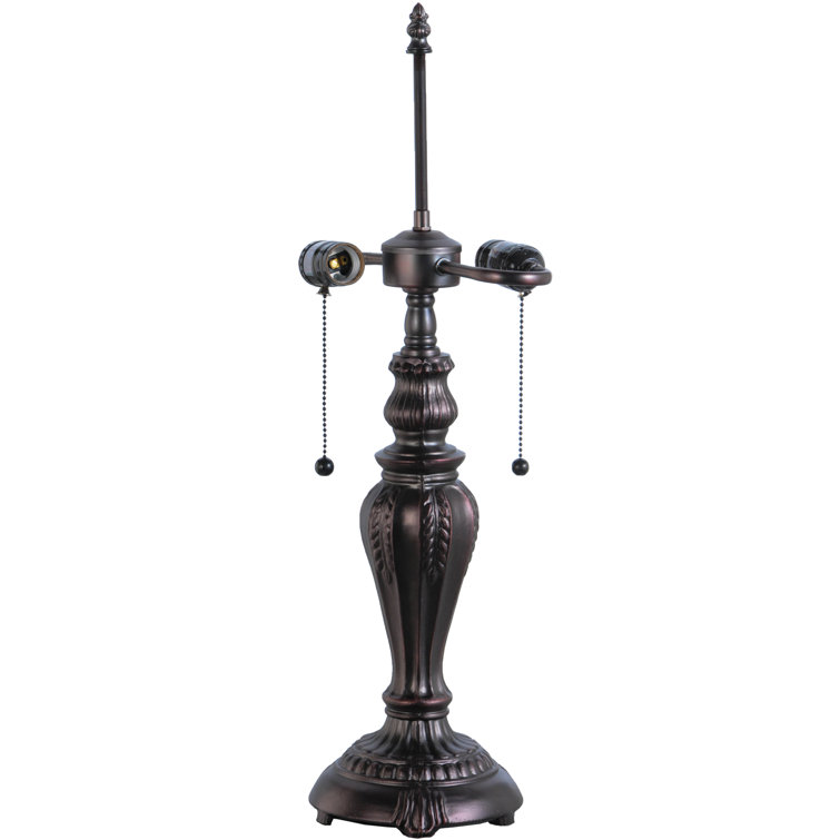 24" Multicolor Stained Glass and Bronze Table Lamp