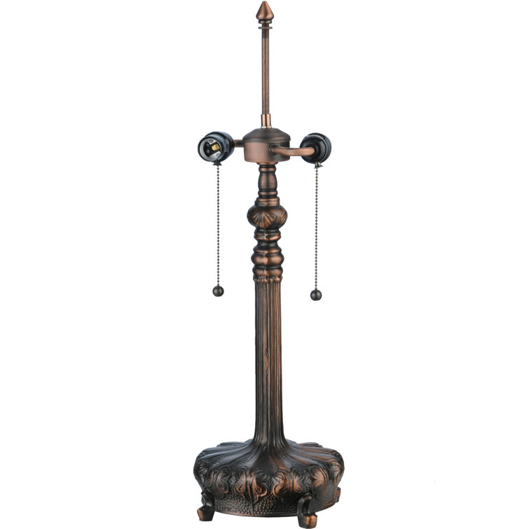 Mahogany Bronze 25" Wisteria Stained Glass 2-Light Table Lamp