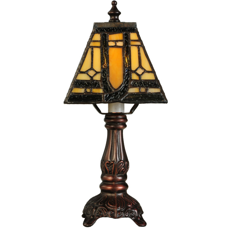 Sierra Prairie 1-Light Mission Style Stained Glass & Bronze Lamp