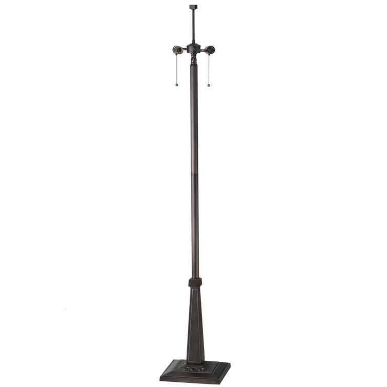 63" Blue and Mahogany Bronze Stained Glass Floor Lamp