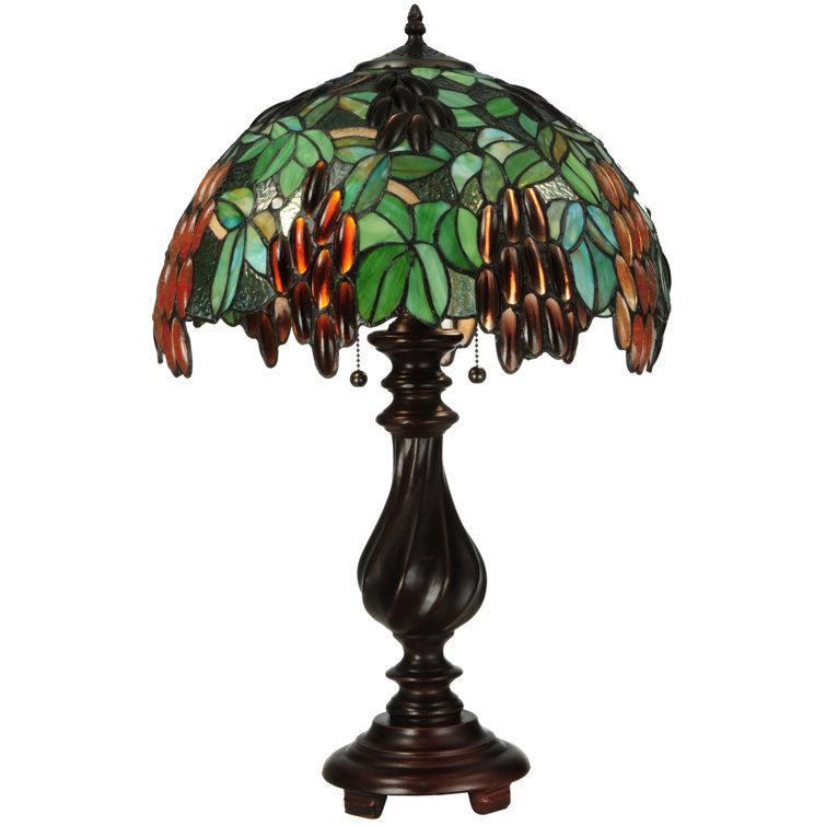 Murlo Multicolor Stained Glass and Bronze Table Lamp
