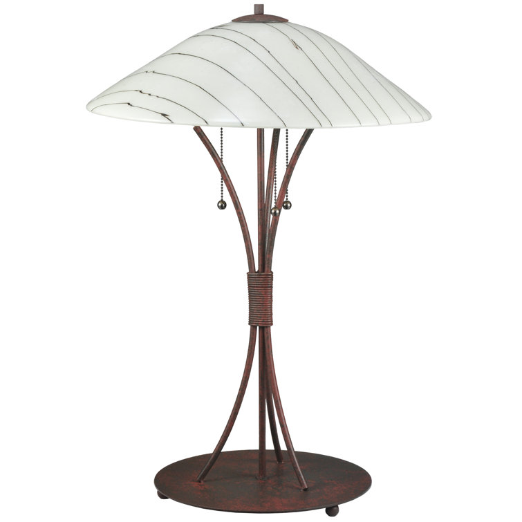 Midnight Sunset 3-Light Stained Glass Table Lamp in Black and Beige