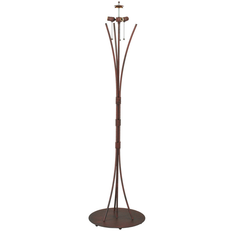 Midnight Sunset 3-Light Stained Glass Table Lamp in Black and Beige