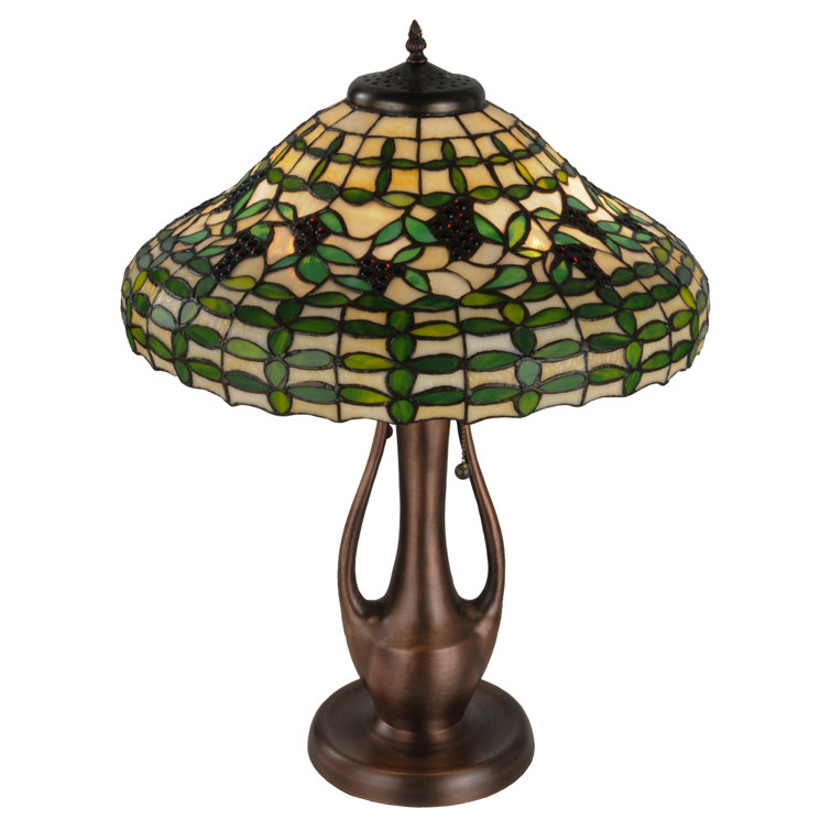 27" Multicolor Stained Glass and Bronze Table Lamp