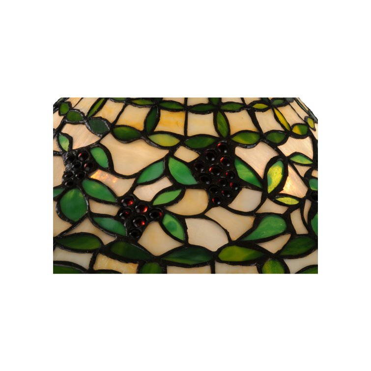 27" Multicolor Stained Glass and Bronze Table Lamp