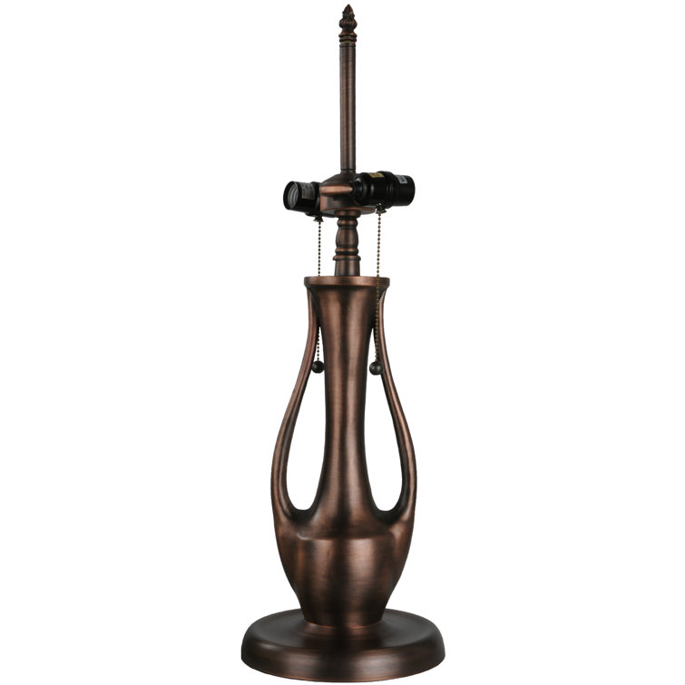 27" Multicolor Stained Glass and Bronze Table Lamp