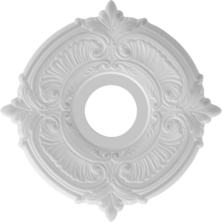 White Thermoformed PVC Ornate Ceiling Medallion, 13" Diameter