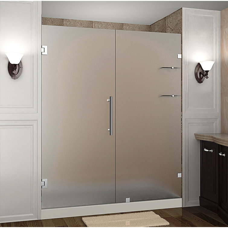 Nautis GS 72" x 72" Brushed Stainless Steel Frameless Hinged Shower Door