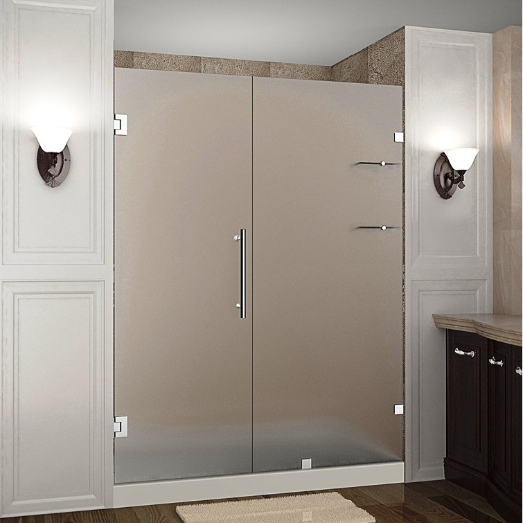 Nautis GS 63'' Clear Tempered Glass Frameless Hinged Shower Door