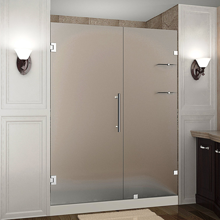 Nautis GS 63'' Clear Tempered Glass Frameless Hinged Shower Door
