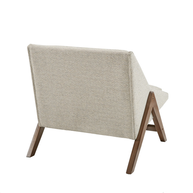 Boomerang Brown Rubber Wood Accent Chair with Mustard Fabric