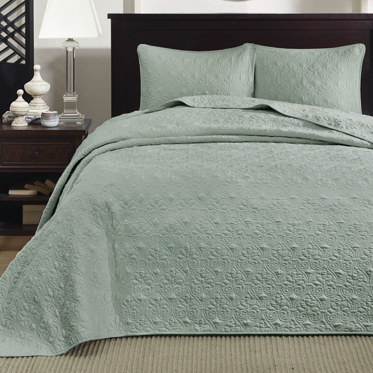 Seafoam King Reversible Microfiber Bedspread Set