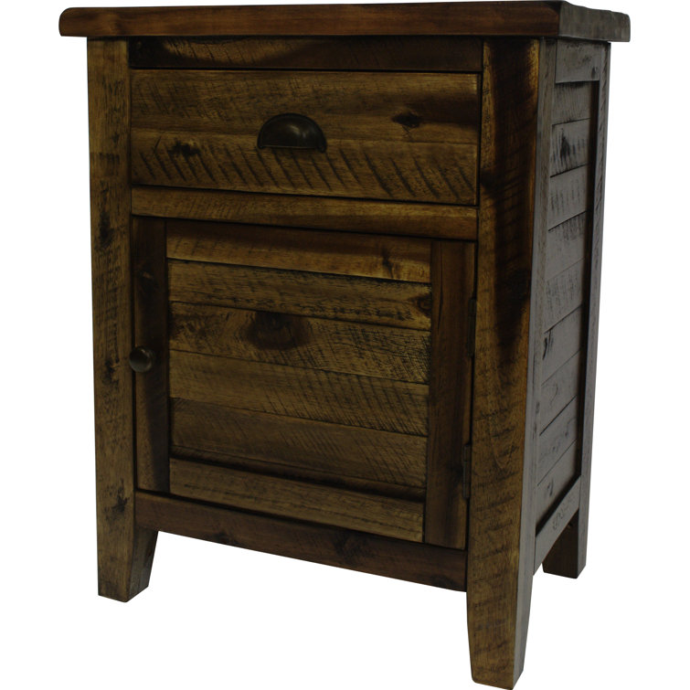 Dakota Oak Rustic Accent Table with Storage Drawer
