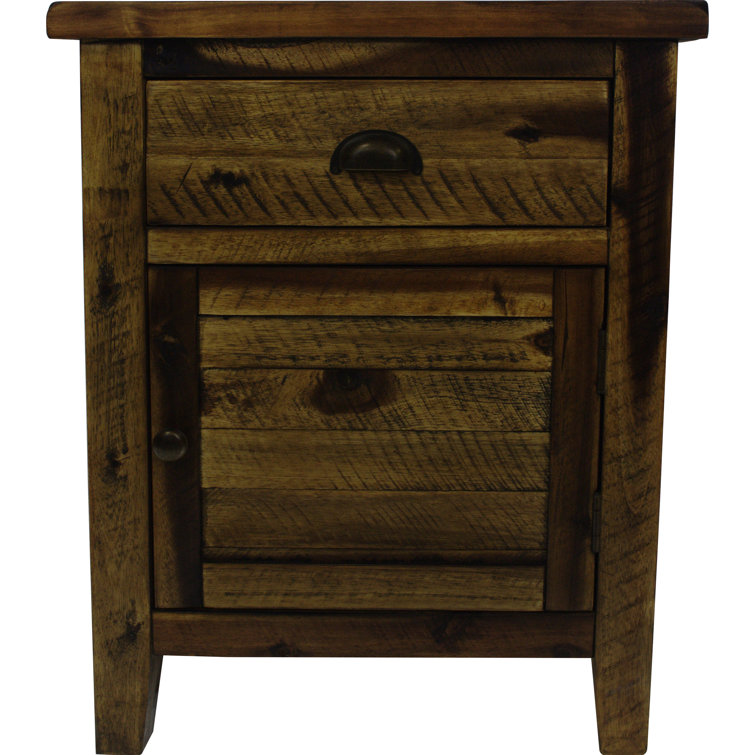 Dakota Oak Rustic Accent Table with Storage Drawer