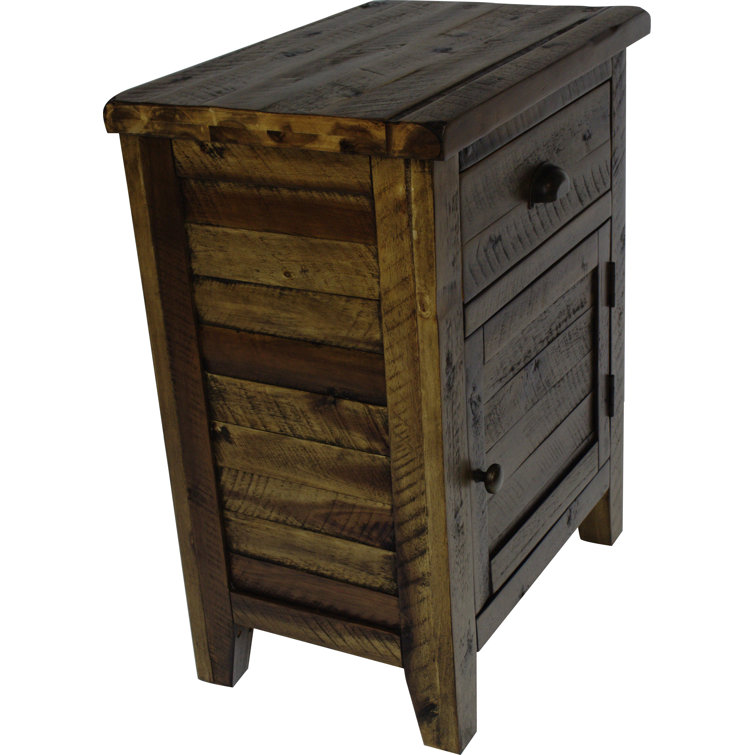 Dakota Oak Rustic Accent Table with Storage Drawer