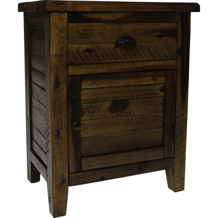 Dakota Oak Rustic Accent Table with Storage Drawer