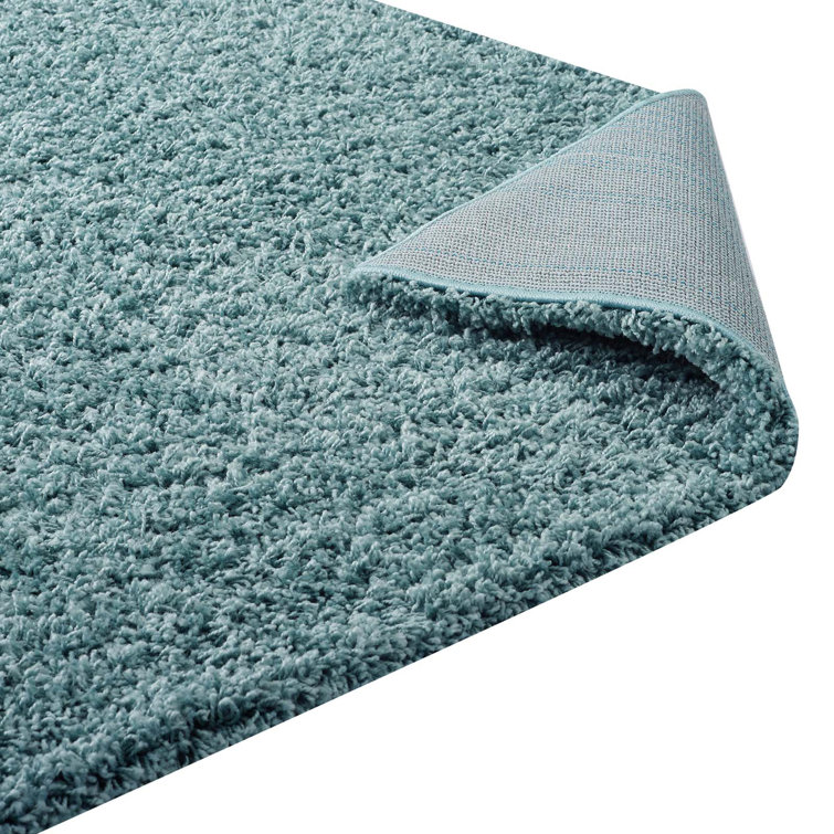Enyssa Navy Solid Shag Synthetic Area Rug 5' x 8'