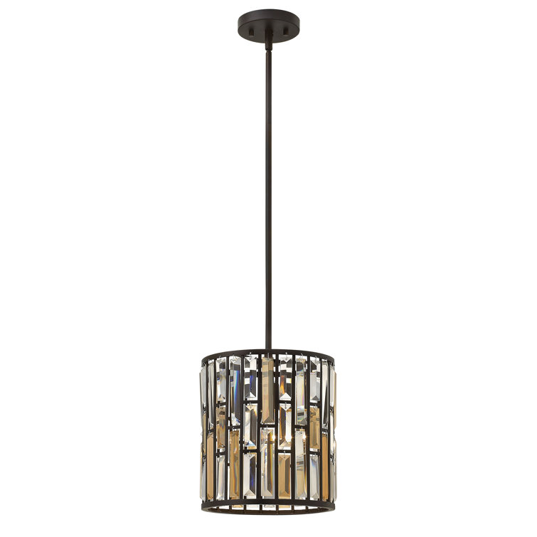 Vintage Bronze Crystal LED Mini Drum Pendant Light