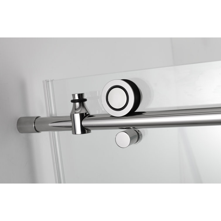 Coraline 76" Frameless Sliding Shower Door with Clear Glass and Chrome Finish