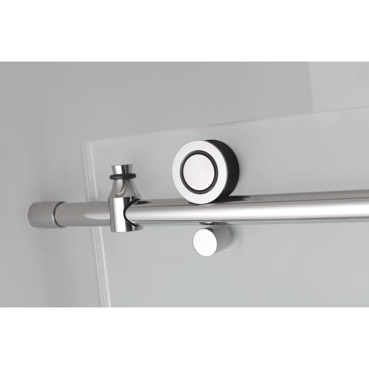 Coraline 76" x 48" Frameless Frosted Glass Sliding Shower Door in Chrome