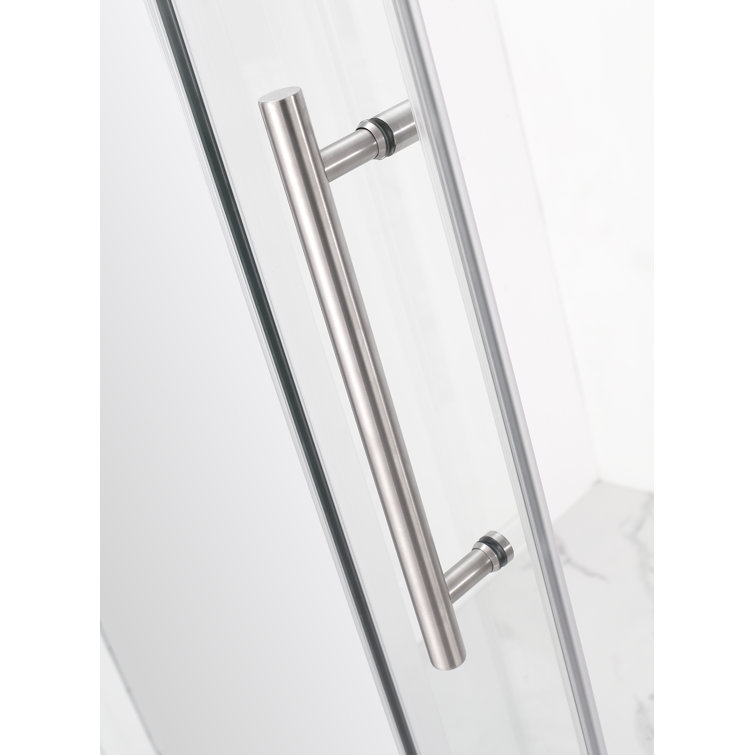 Coraline Frameless Clear Glass Sliding Shower Enclosure with Stainless Steel Hardware