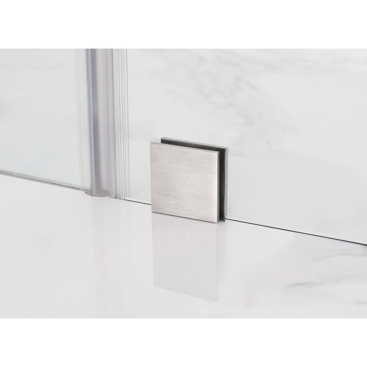Nautis 72'' H Clear Tempered Glass Frameless Hinged Shower Door