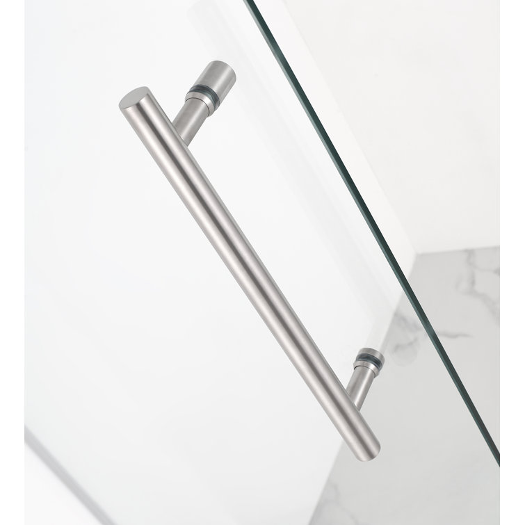Nautis 72'' H Clear Tempered Glass Frameless Hinged Shower Door