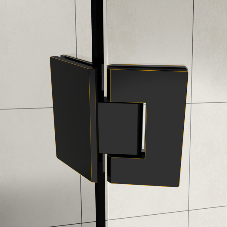 Merrick Frameless Matte Black Neo-Angle Hinged Shower Enclosure