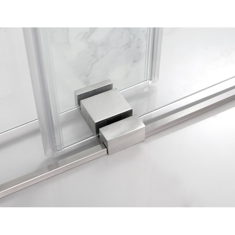 Rivage 76" Frameless Sliding Shower Door in Stainless Steel