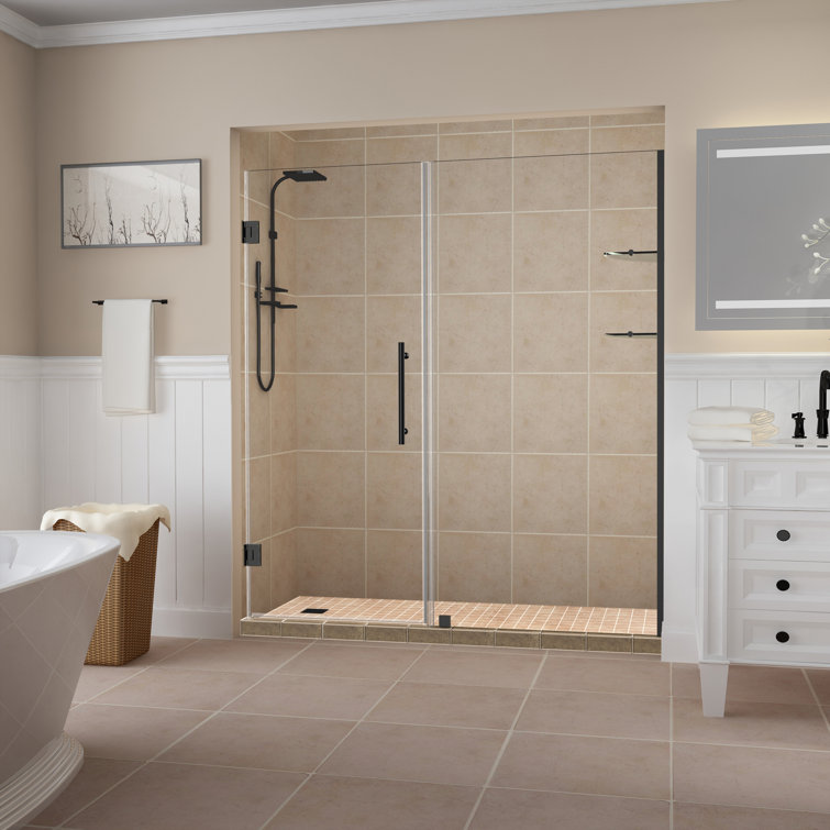 Belmore GS 72" Frameless Clear Glass Hinged Shower Door in Matte Black