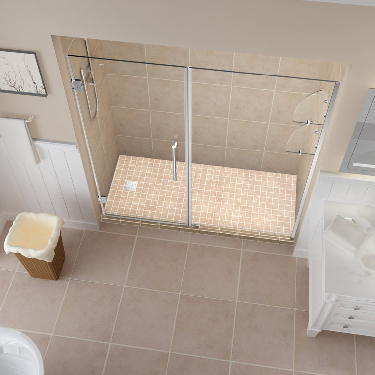 Belmore GS 72" Frosted Glass Frameless Hinged Shower Door with Chrome Hardware