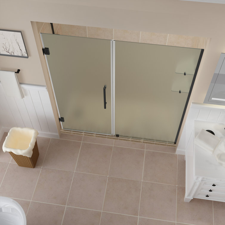 Belmore 63" x 72" Frosted Glass Frameless Hinged Shower Door