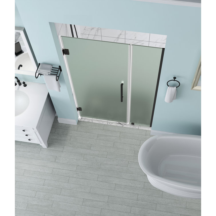 Belmore 72" Frameless Hinged Shower Door in Clear Glass and Stainless Steel