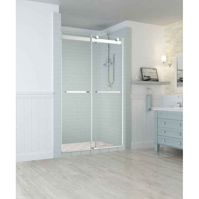 Rivage 76" Frameless Sliding Shower Door in Stainless Steel