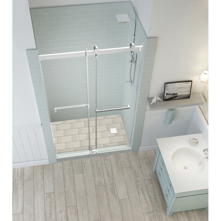 Rivage 76" Frameless Sliding Shower Door in Stainless Steel