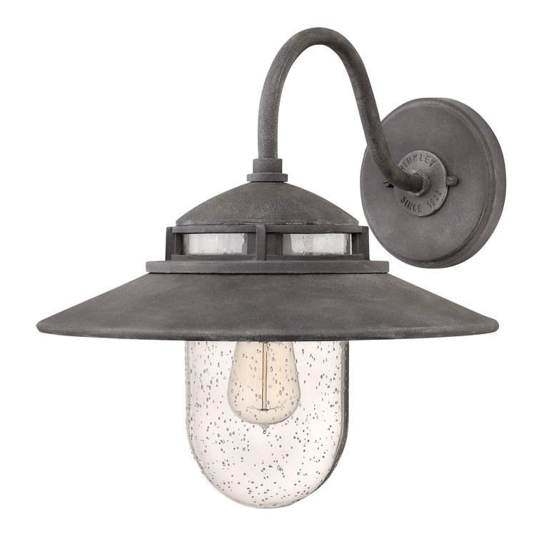 Atwell Aged Zinc 1-Light Outdoor Wall Light with Clear Seedy Glass