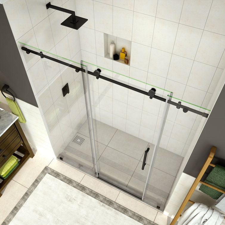 Coraline 76" Oil Rubbed Bronze Frameless Sliding Shower Door