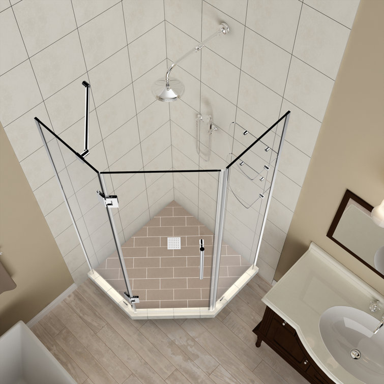 Merrick GS 42" x 72" Frameless Chrome Hinged Shower Door with Clear Tempered Glass